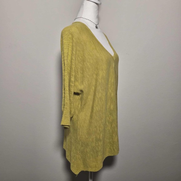 Eileen Fisher Olive Green Linen Organic Cotton Blend Garden Fairy Tunic Blouse L - Picture 2 of 8